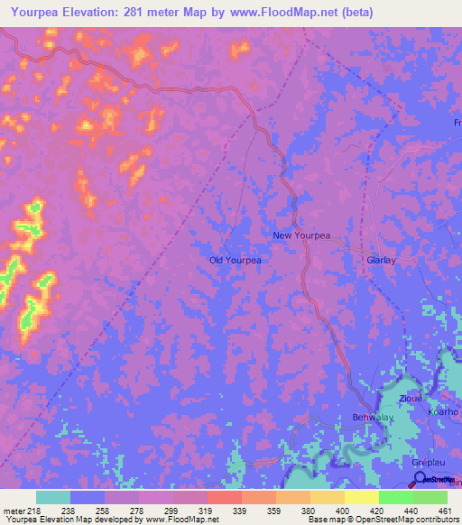 Yourpea,Liberia Elevation Map