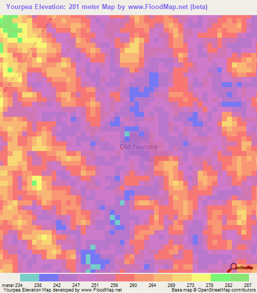 Yourpea,Liberia Elevation Map