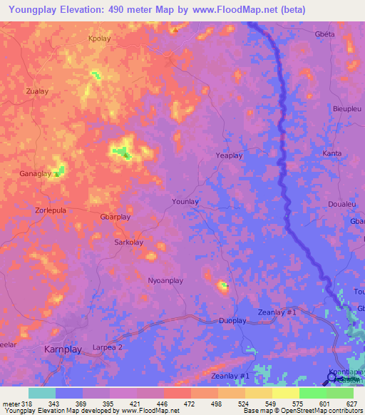 Youngplay,Liberia Elevation Map