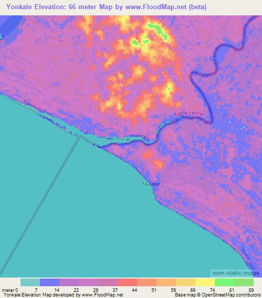 Yonkale,Liberia Elevation Map