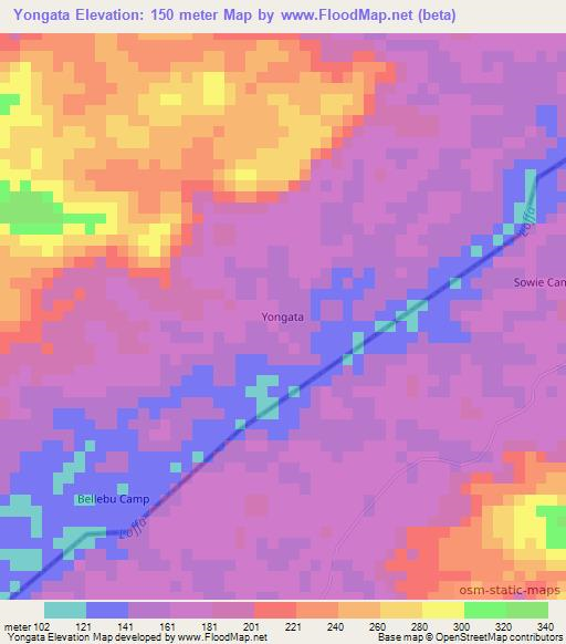 Yongata,Liberia Elevation Map