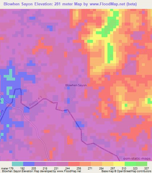 Blowhen Sayon,Liberia Elevation Map