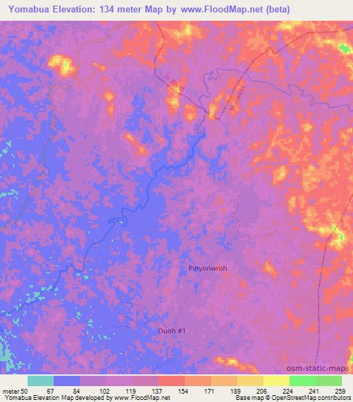 Yomabua,Liberia Elevation Map