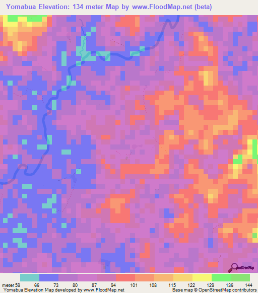 Yomabua,Liberia Elevation Map