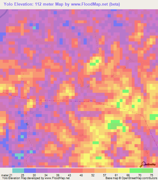 Yolo,Liberia Elevation Map