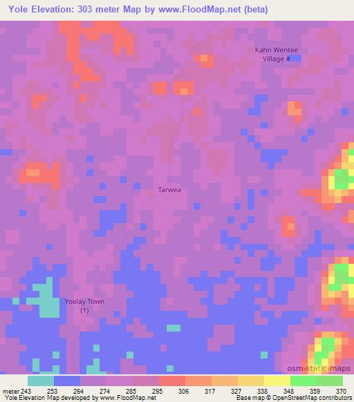 Yole,Liberia Elevation Map