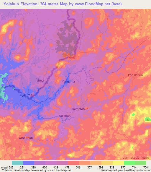 Yolahun,Liberia Elevation Map