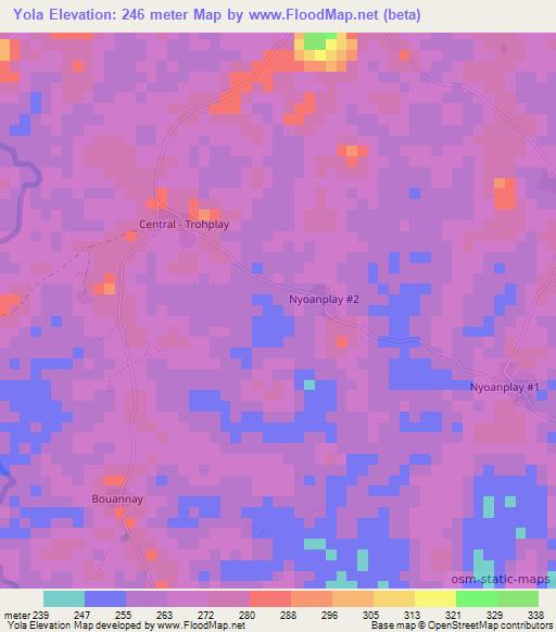 Yola,Liberia Elevation Map