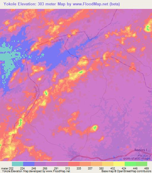 Yokole,Liberia Elevation Map