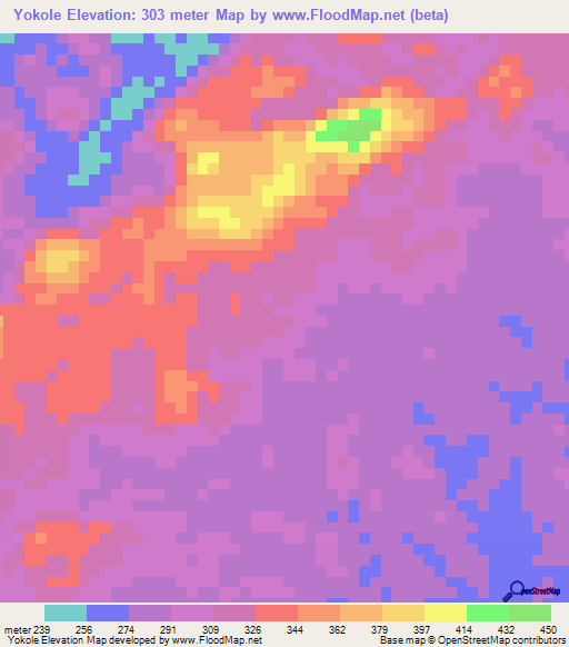 Yokole,Liberia Elevation Map