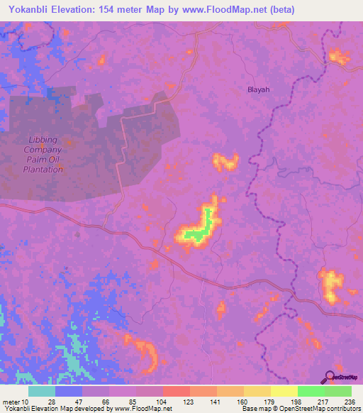 Yokanbli,Liberia Elevation Map
