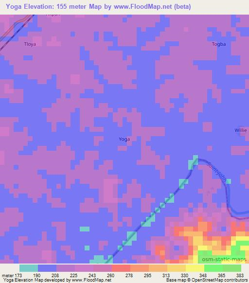 Yoga,Liberia Elevation Map