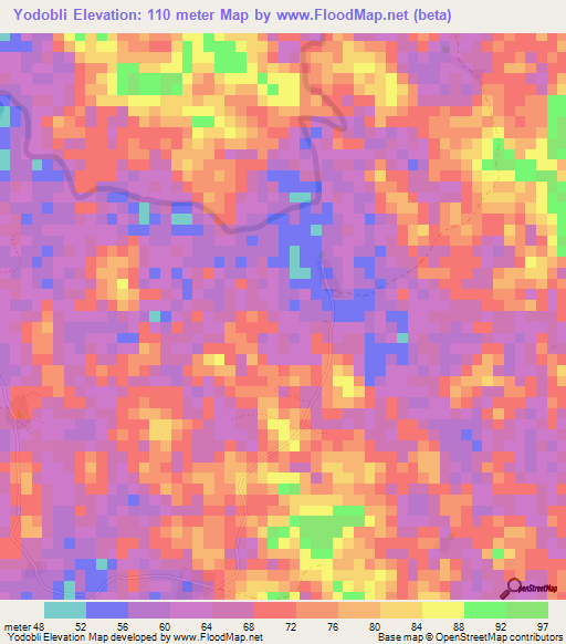 Yodobli,Liberia Elevation Map