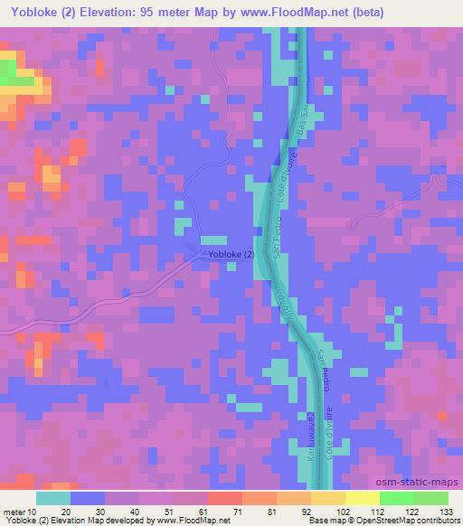 Yobloke (2),Liberia Elevation Map