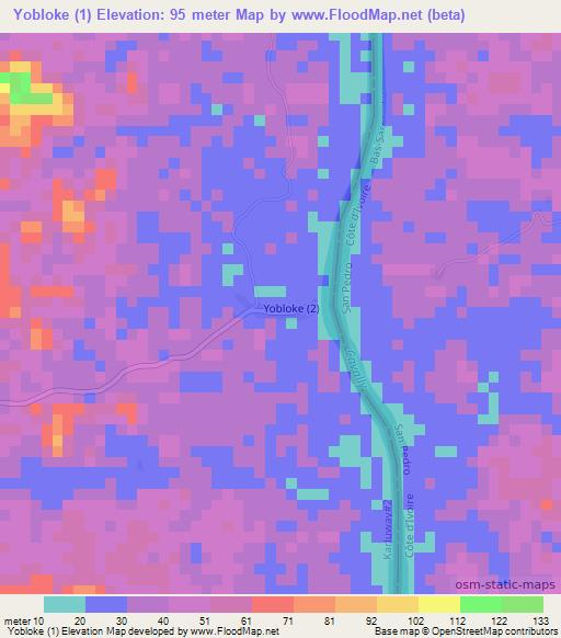 Yobloke (1),Liberia Elevation Map