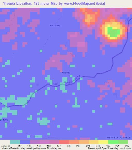 Yiventa,Liberia Elevation Map