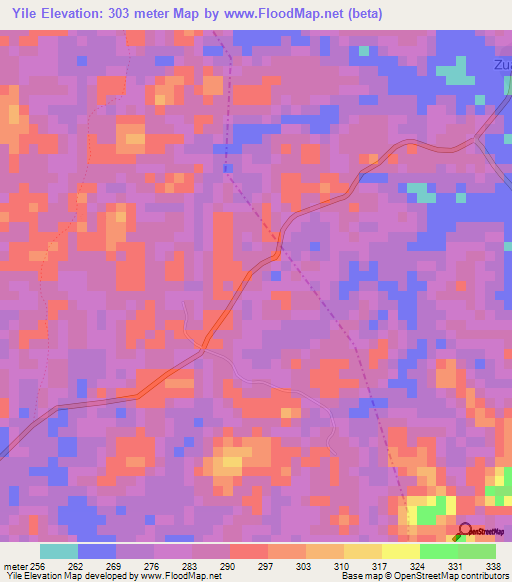 Yile,Liberia Elevation Map