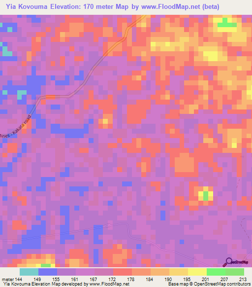 Yia Kovouma,Liberia Elevation Map