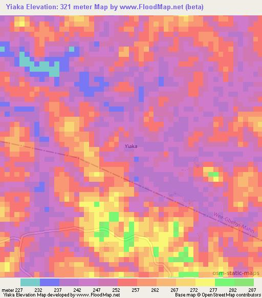 Yiaka,Liberia Elevation Map