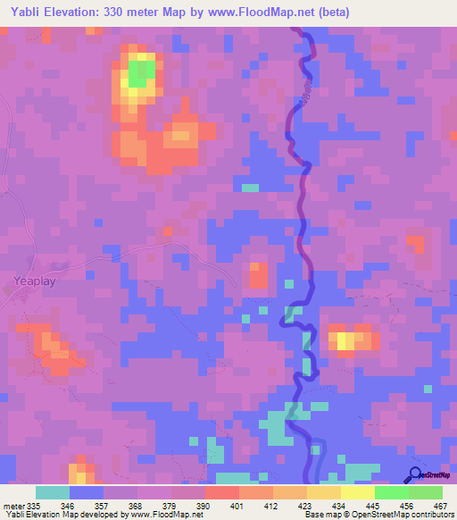Yabli,Liberia Elevation Map