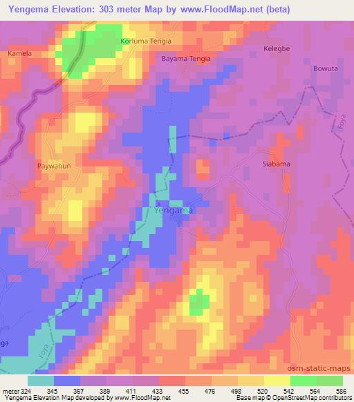 Yengema,Liberia Elevation Map