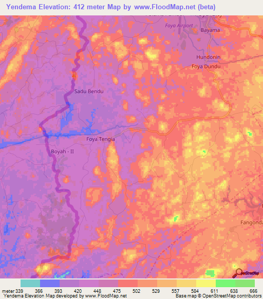 Yendema,Liberia Elevation Map