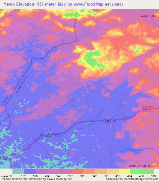 Yema,Liberia Elevation Map
