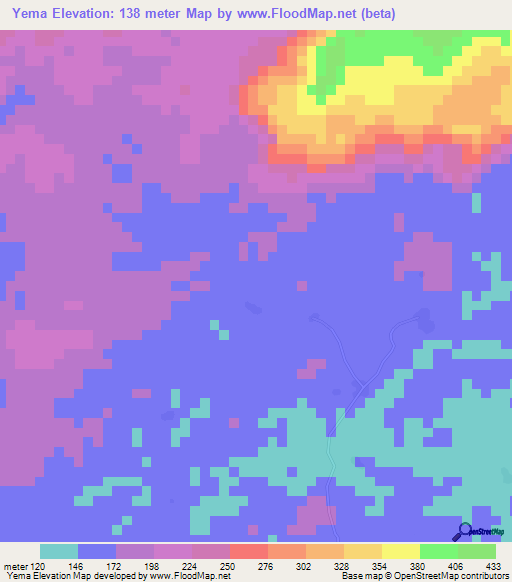 Yema,Liberia Elevation Map