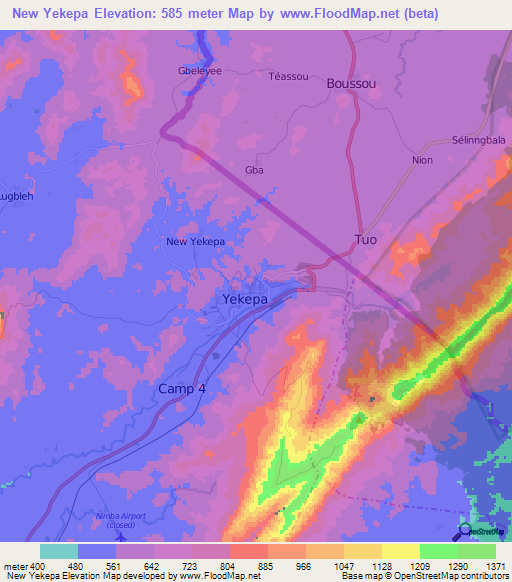 New Yekepa,Liberia Elevation Map