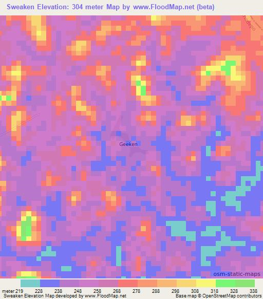 Sweaken,Liberia Elevation Map