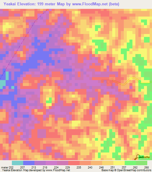 Yeakai,Liberia Elevation Map