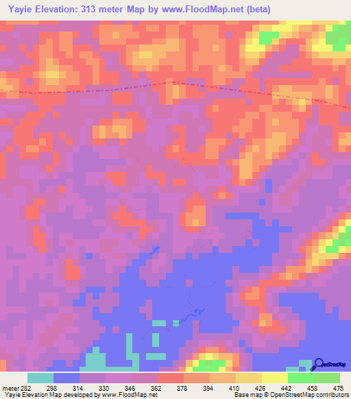 Yayie,Liberia Elevation Map