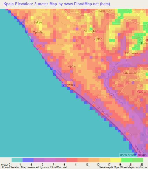 Kpaia,Liberia Elevation Map