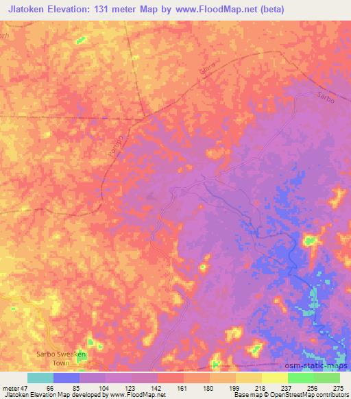 Jlatoken,Liberia Elevation Map