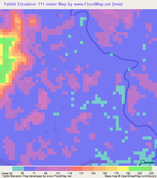 Yatibli,Liberia Elevation Map