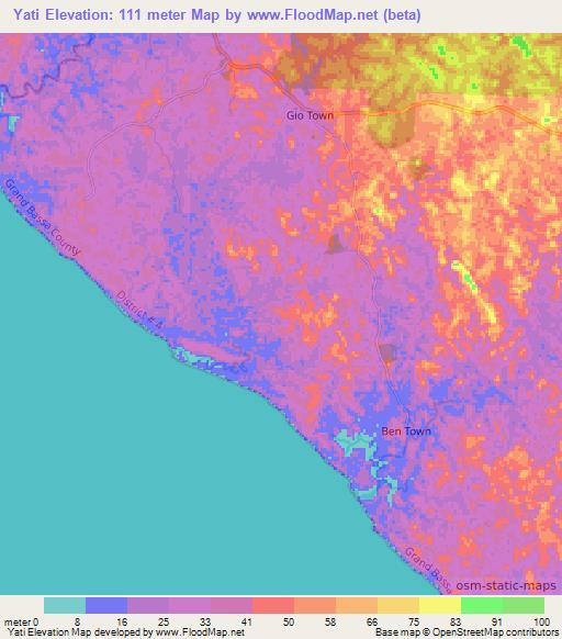 Yati,Liberia Elevation Map