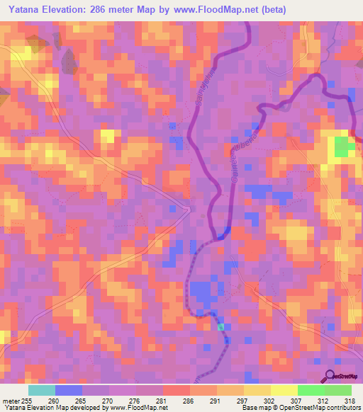 Yatana,Liberia Elevation Map