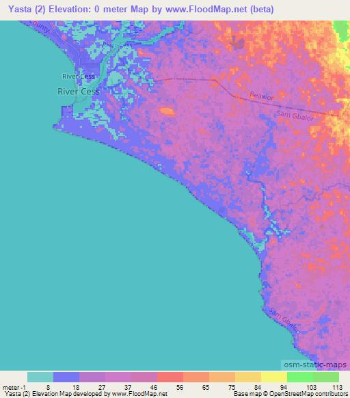 Yasta (2),Liberia Elevation Map