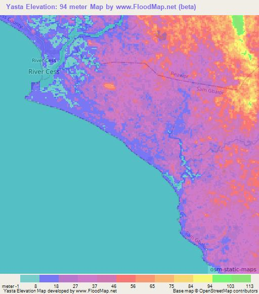 Yasta,Liberia Elevation Map