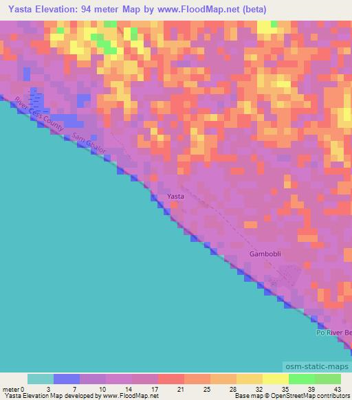 Yasta,Liberia Elevation Map