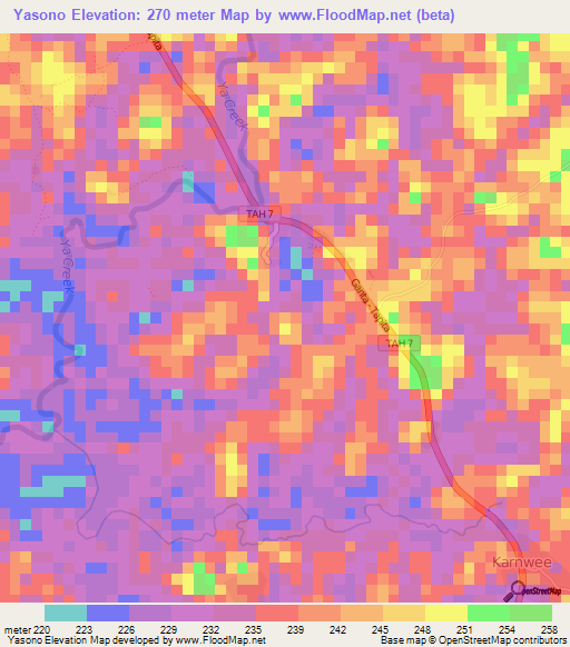 Yasono,Liberia Elevation Map