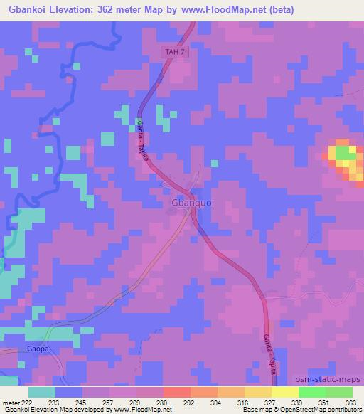 Gbankoi,Liberia Elevation Map