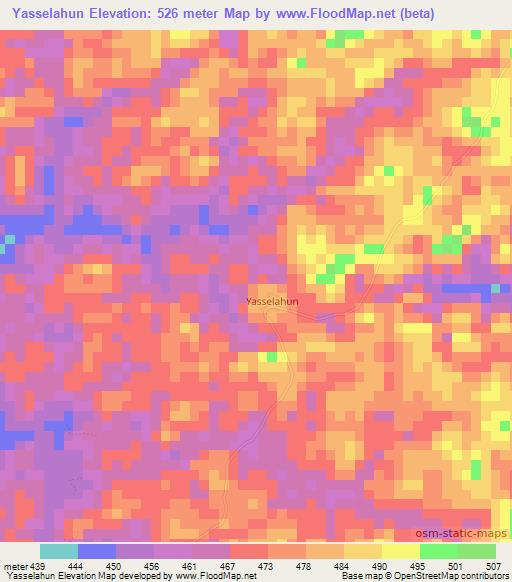 Yasselahun,Liberia Elevation Map