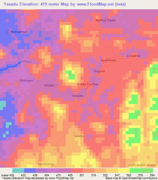 Yasadu,Liberia Elevation Map