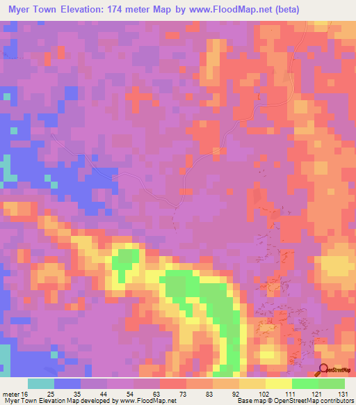 Myer Town,Liberia Elevation Map