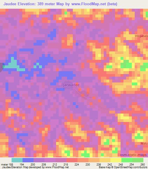 Jaudee,Liberia Elevation Map