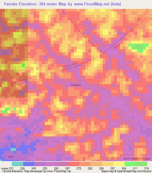 Yanoka,Liberia Elevation Map