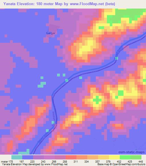 Yanata,Liberia Elevation Map