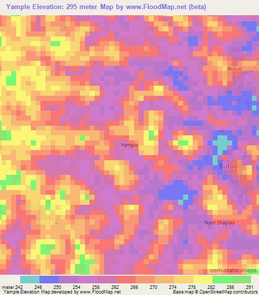 Yample,Liberia Elevation Map