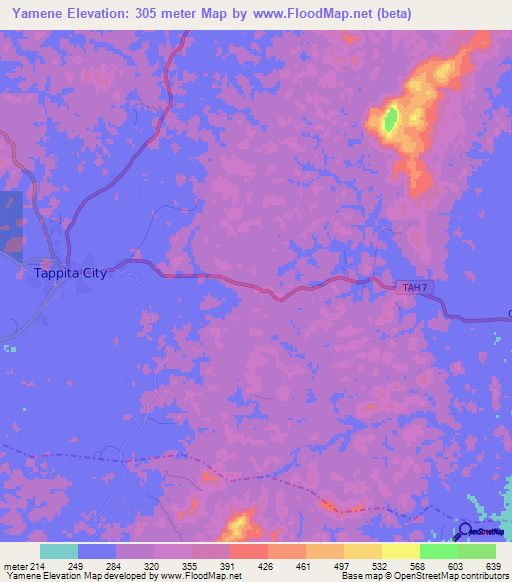 Yamene,Liberia Elevation Map
